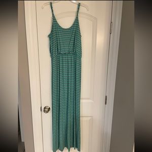 Espresso XL Teal & Grey Striped Maxi Dress